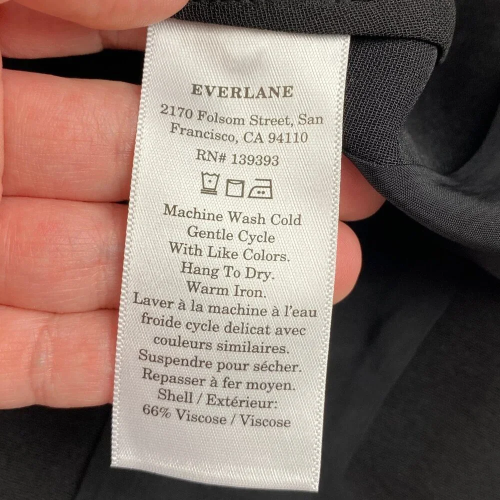 NWT Everlane The City Stripe Ruched Dress Midi Black Size 2